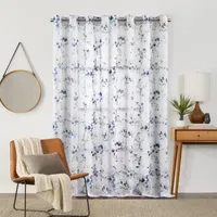 Fieldcrest Arden Watercolor Bouquet Cotton Sheer Grommet Top Single Curtain Panel