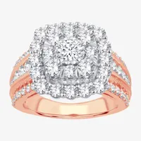 (I / Si1-Si2) Womens 3 CT. T.W. Lab Grown White Diamond 10K Gold Cushion Engagement Ring