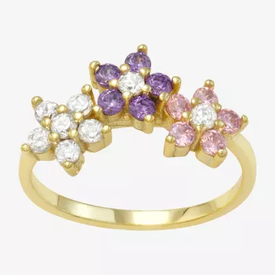 Girls 1/2 CT. Multi Color Cubic Zirconia 14K Gold Over Silver Cocktail Ring