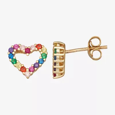 3/4 CT. Multi Color Cubic Zirconia 14K Gold Over Silver 9mm Stud Earrings
