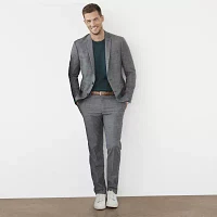 J. Ferrar Ultra Comfort Mens Windowpane Slim Fit Flat Front Suit Pant