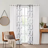 Fieldcrest Arden Modern Herringbone Cotton Sheer Grommet Top Single Curtain Panel