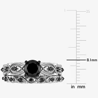 Midnight Black Diamond 1 3/8 CT.T.W. Color-Enhanced 10K White Gold Bridal Set