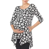 White Mark Maternity Womens Round Neck 3/4 Sleeve Tunic Top