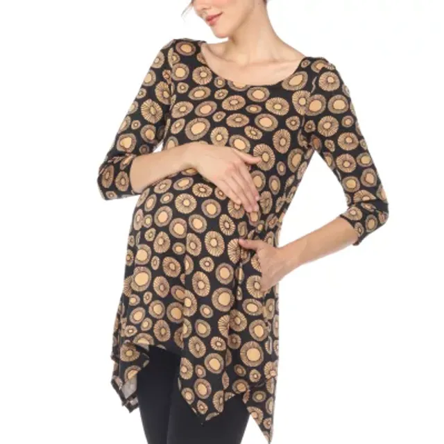 Side Ruched 3/4 Sleeve Maternity T Shirt