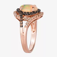 LIMITED QUANTITIES! Le Vian Grand Sample Sale™ Ring featuring 7/8 cts. Neopolitan Opal™, 1/4 cts. Chocolate Diamonds® , 1/5 cts. Nude Diamonds™  set in 14K Strawberry Gold®