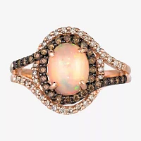 LIMITED QUANTITIES! Le Vian Grand Sample Sale™ Ring featuring 7/8 cts. Neopolitan Opal™, 1/4 cts. Chocolate Diamonds® , 1/5 cts. Nude Diamonds™  set in 14K Strawberry Gold®