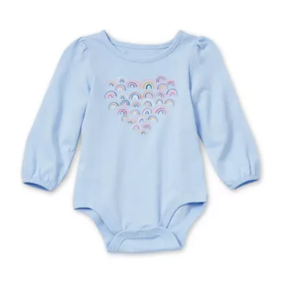 Okie Dokie Baby Girls Round Neck Long Sleeve Bodysuit