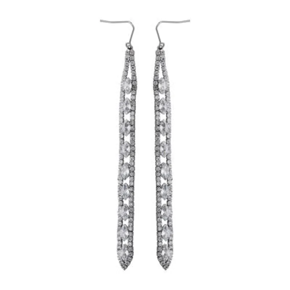 Sparkle Allure Pure Silver Over Bronze Cubic Zirconia Drop Earrings