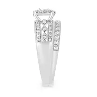 Womens 3/8 CT. T.W. Natural Diamond 10K White Gold Round Side Stone Halo Bridal Set