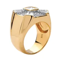 DiamonArt® Mens 2 1/2 CT. T.W. White Cubic Zirconia 18K Gold Over Silver Square Fashion Ring