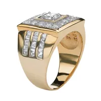 Mens 2 1/5 CT. T.W. White Cubic Zirconia 14K Gold Over Silver Square Fashion Ring