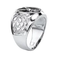 Eagle Mens Genuine Black Onyx Sterling Silver Fashion Ring