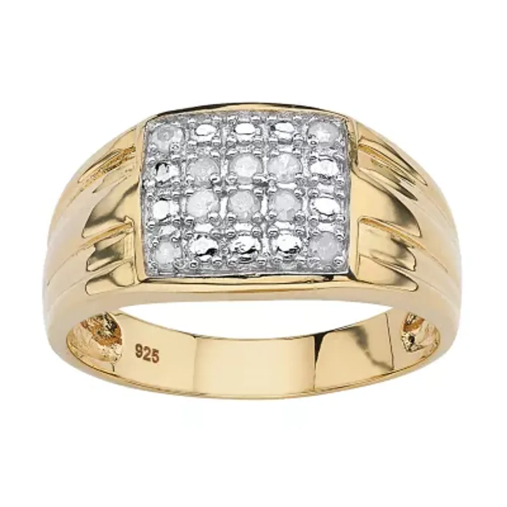 Mens 1/4 CT. T.W. Natural White Diamond 18K Gold Over Silver Fashion Ring