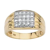 Mens 1/ CT. T.W. Natural White Diamond 18K Gold Over Silver Fashion Ring