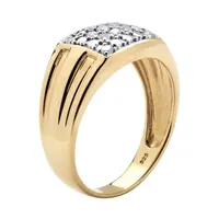 Mens 1/ CT. T.W. Natural White Diamond 18K Gold Over Silver Fashion Ring