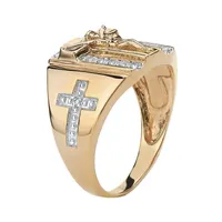 Mens 1/ CT. T.W. Natural White Diamond 18K Gold Over Silver Fashion Ring