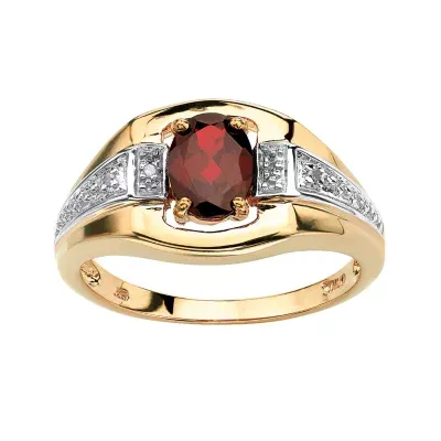 Mens 1 / CT. T.W. Genuine Red Garnet 18K Gold Over Silver Fashion Ring