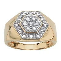 Mens 1/10 CT. T.W. Natural White Diamond 18K Gold Over Silver Fashion Ring