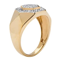 Mens 1/10 CT. T.W. Natural White Diamond 18K Gold Over Silver Fashion Ring