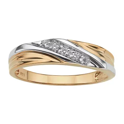DiamonArt® 2MM 1/10 CT. T.W. White Cubic Zirconia 18K Gold Over Silver Band