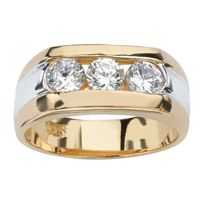 Mens 1 1/2 CT. T.W. White Cubic Zirconia 14K Gold Over Silver Fashion Ring