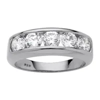 DiamonArt® 2.5MM 2 1/2 CT. T.W. White Cubic Zirconia Platinum Over Silver Band