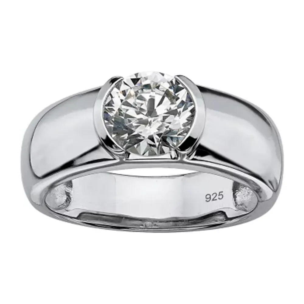 DiamonArt® Mens 2 CT. T.W. White Cubic Zirconia Platinum Over Silver Fashion Ring