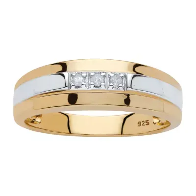 2.5MM Diamond Accent Natural White 18K Gold Over Silver Band