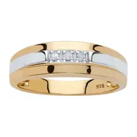 2.5MM Diamond Accent Natural White 18K Gold Over Silver Band