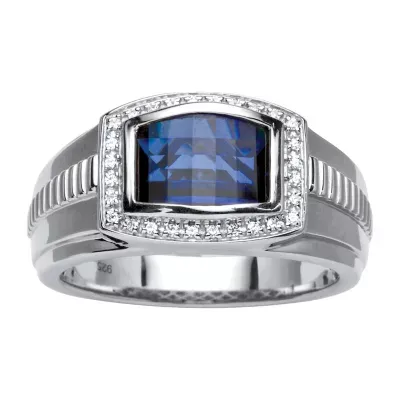 Mens Lab Created Blue Sapphire Fashion Ring