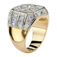 Mens 2 1/3 CT. T.W. White Cubic Zirconia 14K Gold Over Brass Fashion Ring