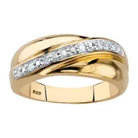 2.5MM 1/10 CT. T.W. Natural White Diamond 18K Gold Over Silver Band