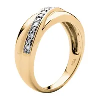 2.5MM 1/10 CT. T.W. Natural White Diamond 18K Gold Over Silver Band