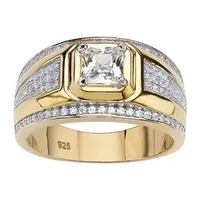 DiamonArt® Mens 1 1/ CT. T.W. White Cubic Zirconia 14K Gold Over Silver Fashion Ring