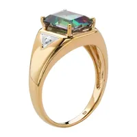 Mens 3 1/4 CT. T.W. Genuine Mystic Fire Topaz 18K Gold Over Silver Fashion Ring