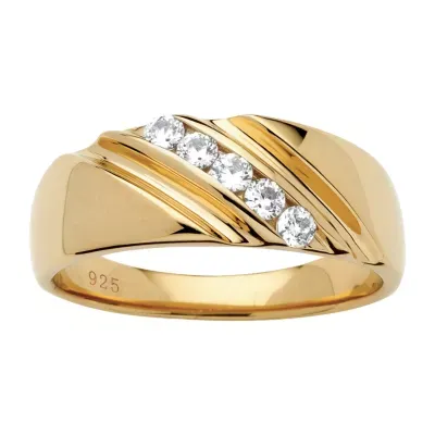 DiamonArt® 2MM / CT. T.W. White Cubic Zirconia 18K Gold Over Silver Band