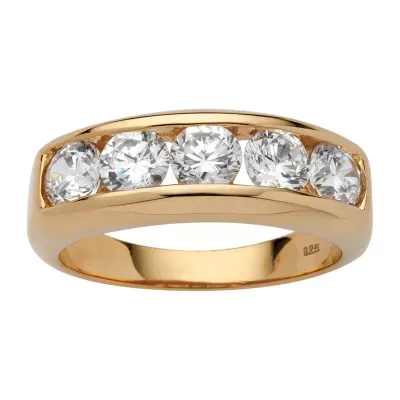 DiamonArt® 2.5MM 2 1/2 CT. T.W. White Cubic Zirconia 18K Gold Over Silver Band