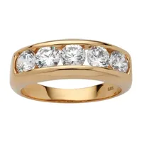 DiamonArt® 2.5MM 2 1/2 CT. T.W. White Cubic Zirconia 18K Gold Over Silver Band