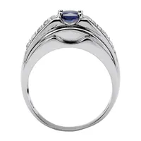 Mens 1 1/2 CT. T.W. Genuine Blue Sapphire Sterling Silver Fashion Ring