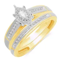 Womens 1/4 CT. T.W. Natural Diamond 10K Gold Marquise Halo Bridal Set