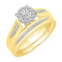 Womens CT. T.W. Natural Diamond 10K Gold Round Bridal Set