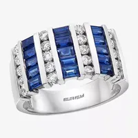 Effy Womens 5/8 CT. T.W. Diamond & Genuine Blue Sapphire 14K White Gold Band