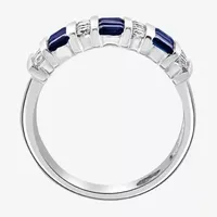 Effy Womens 5/8 CT. T.W. Diamond & Genuine Blue Sapphire 14K White Gold Band