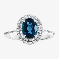 Effy Womens 1/4 CT. T.W. Diamond & Genuine Gemstone 14K White Gold Cocktail Ring