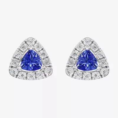 Effy 1/10 CT. T.W. Diamond & Genuine Blue Tanzanite Sterling Silver Stud Earrings