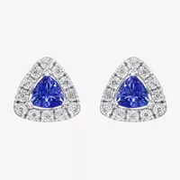 Effy 1/10 CT. T.W. Diamond & Genuine Blue Tanzanite Sterling Silver Stud Earrings