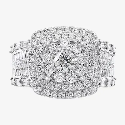 Effy Womens / CT. T.W. Natural Diamond 14K White Gold Cushion Halo Cocktail Ring