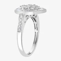 Effy  Womens 1/2 CT. T.W. Mined Diamond 14K White Gold Pear Halo Cocktail Ring