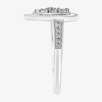 Effy  Womens 1/2 CT. T.W. Mined Diamond 14K White Gold Pear Halo Cocktail Ring